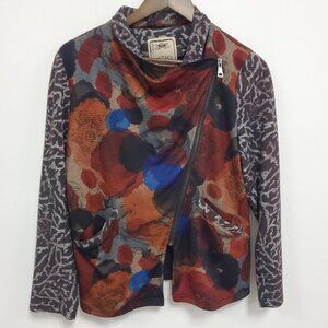 Vintage Concept Womens‎ Asymmetric Zip Mixed Media Jacket Size M Artsy Baddie